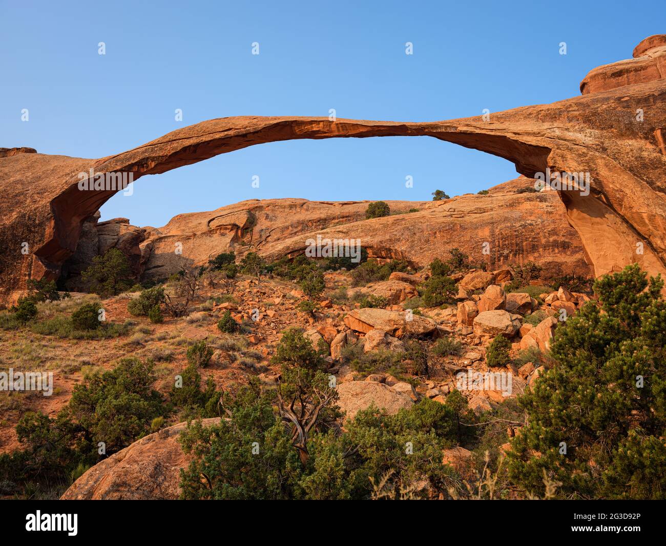 ARCHES NATIONAL PARK, UTAH - CIRCA AUGUST 2020: Landscape Arch in Arches National Park. This is the longest of the many natural rock arches located in Stock Photo