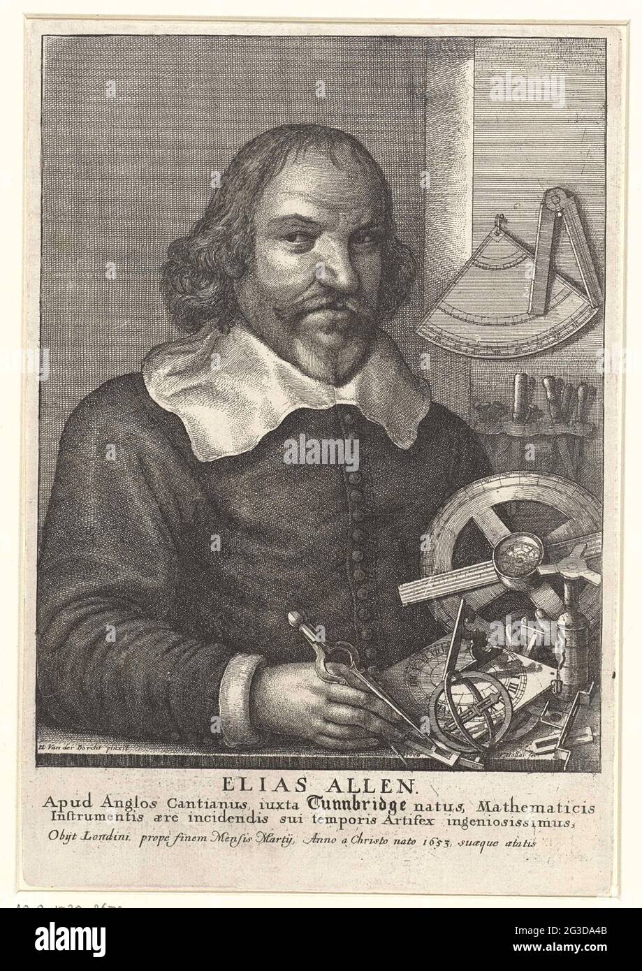 Portrait of Elias Allen. Portrait of the English instrument maker Elias ...