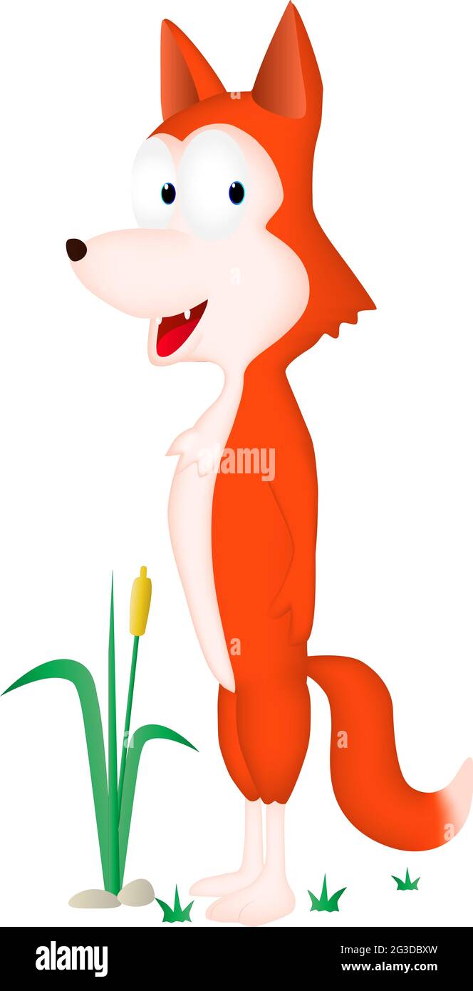 Cartoon illustration of a funny fox Stock Photo