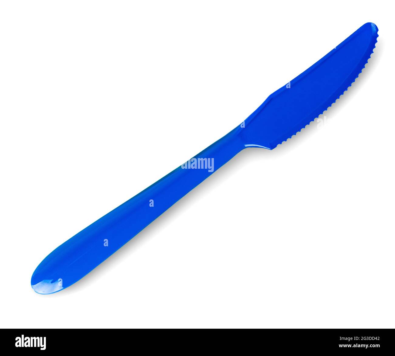 The colored plastic knife isolated on white background.. Top view Stock
