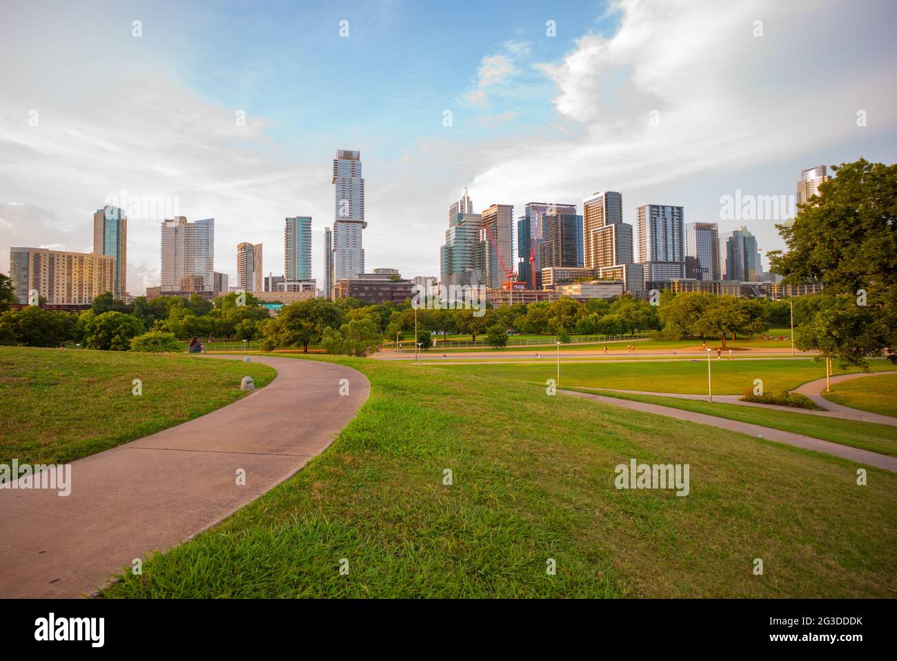 Austin skyline over the Colorado river, Texas Stock Photo - Alamy