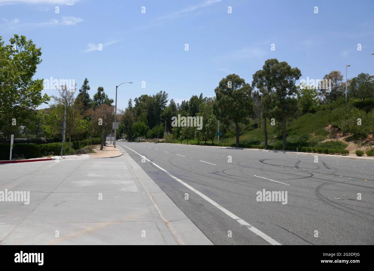 Valencia, California, USA 15th June 2021 A general view of atmosphere of actor Paul Walker's Fatal Car Crash Location at 28385 Constellation Road where Roger Rodas was driving with Paul Walker on November 30, 2013 and they crashed here in Valencia, California, USA. Photo by Barry King/Alamy Stock Photo Stock Photo
