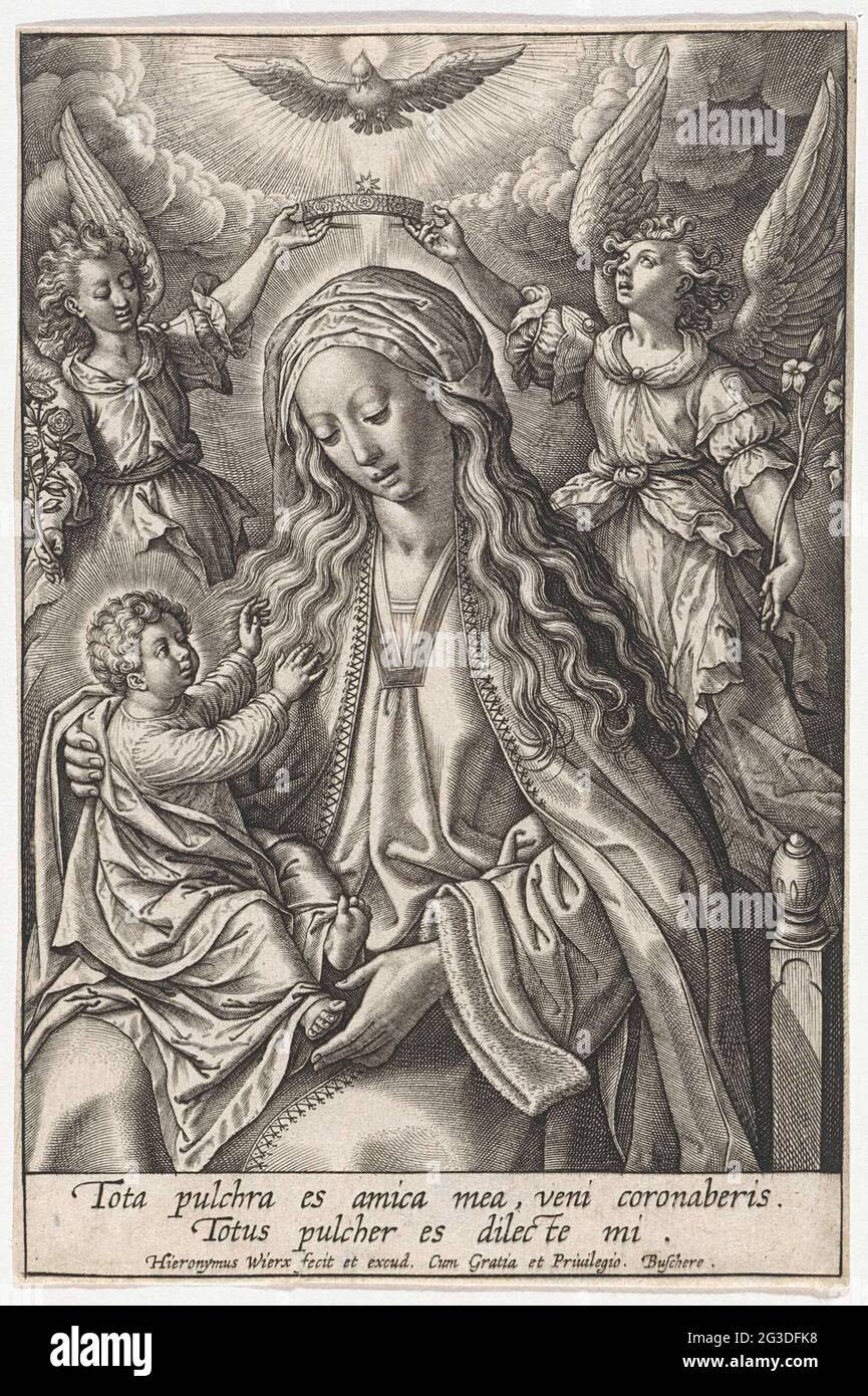 Maria with Christ child, crowned by two angels. Maria is on your lap ...