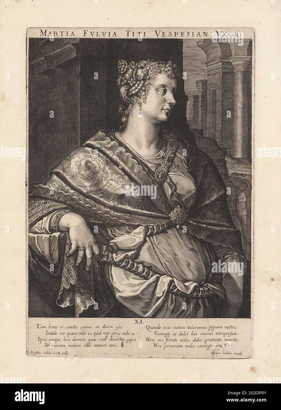 Portrait of Marcia Furnilla; Famous Roman women. Marcia Furnilla, second wife of Emperor Titus. Stock Photo