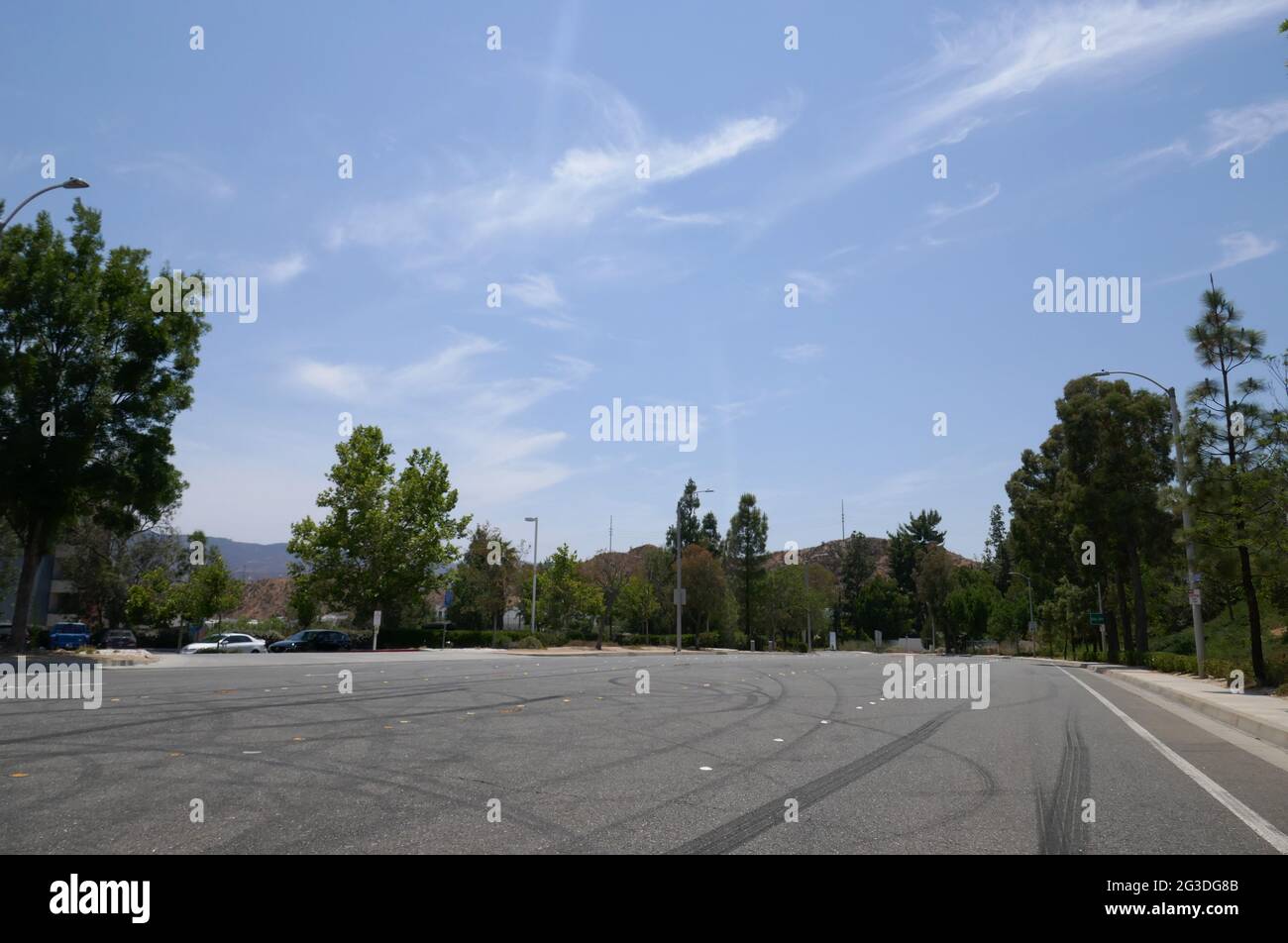 Valencia, California, USA 15th June 2021 A general view of atmosphere of actor Paul Walker's Fatal Car Crash Location at 28385 Constellation Road where Roger Rodas was driving with Paul Walker on November 30, 2013 and they crashed here in Valencia, California, USA. Photo by Barry King/Alamy Stock Photo Stock Photo