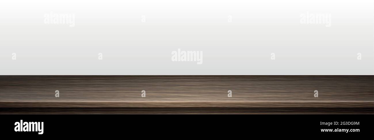 Large table top, solid wood texture, white background - Vector illustration Stock Vector