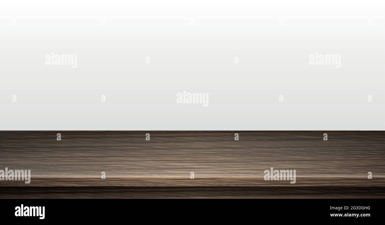 Large table top, solid wood texture, white background - Vector illustration Stock Vector