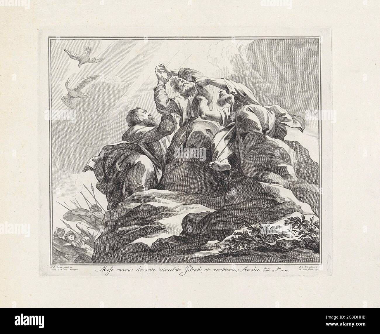 Moses' arms raised by Aaron and Hur; Les Plat-Fonds Ou Les Tableaux des ...