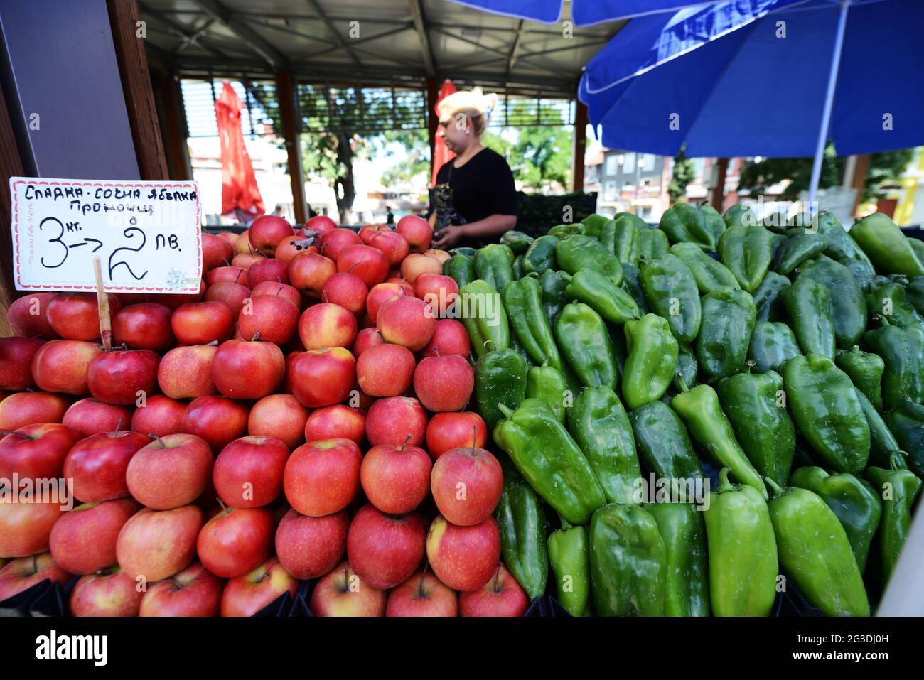 Fresh fruits sold at the Zhenski Pazar ( Ladies' Market ). This is one of the largest markets in Sofia, Bulgaria. Stock Photo