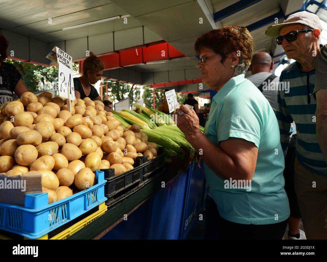 Fresh fruits sold at the Zhenski Pazar ( Ladies' Market ). This is one of the largest markets in Sofia, Bulgaria. Stock Photo