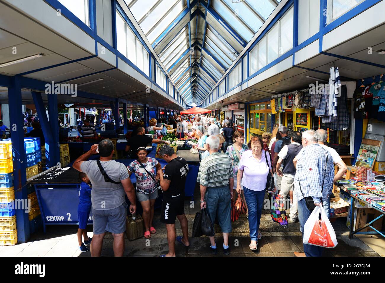 Fresh fruits sold at the Zhenski Pazar ( Ladies' Market ). This is one of the largest markets in Sofia, Bulgaria. Stock Photo