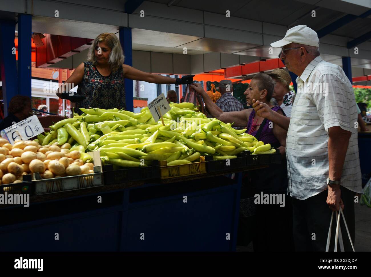 Fresh fruits sold at the Zhenski Pazar ( Ladies' Market ). This is one of the largest markets in Sofia, Bulgaria. Stock Photo