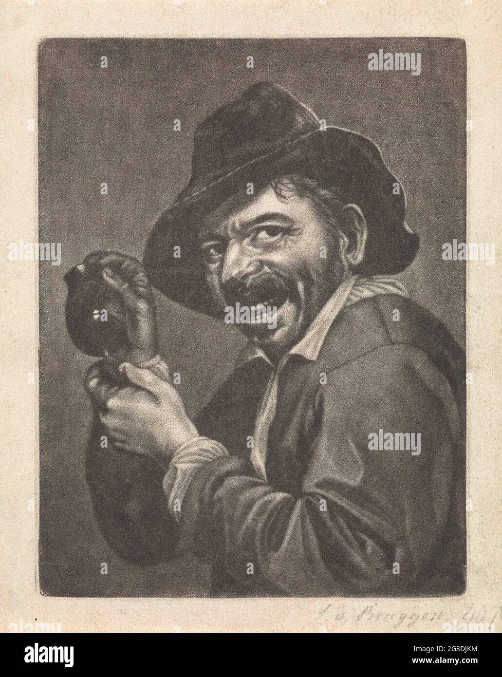 Man with an empty glass (taste); The five senses. The sense taste. A