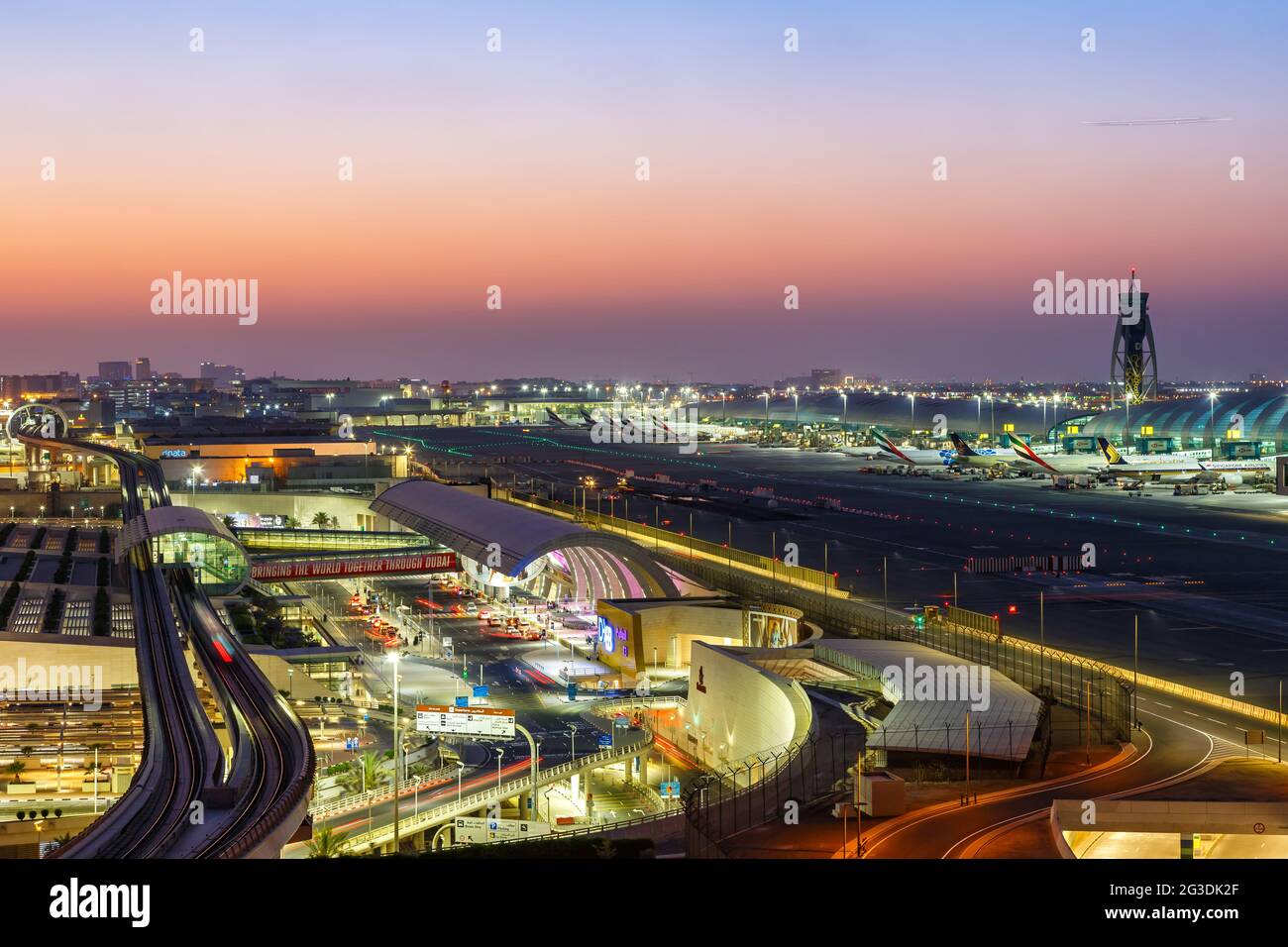 Dubai, United Arab Emirates - May 27, 2021: Overview of Dubai airport Terminal 3 (DXB) in the United Arab Emirates. Stock Photo