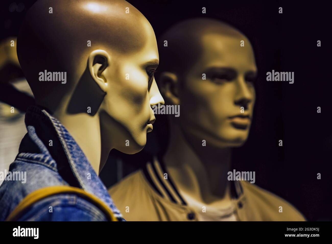 mannequin or dummy with human face imitating people conversation