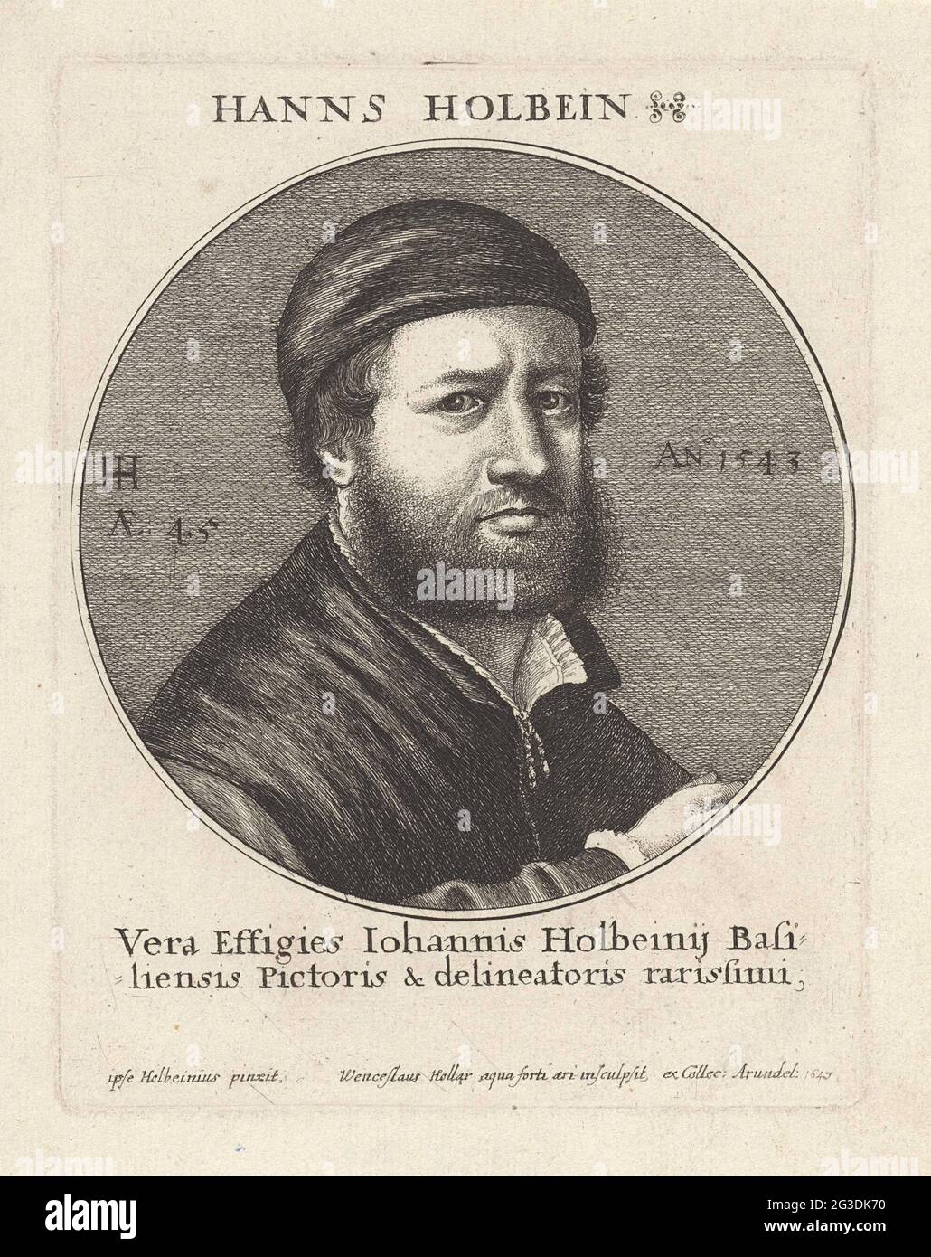 Portrait of Hans Holbein de Jonge. Portrait of the artist Hans Holbein de Jonge. Stock Photo