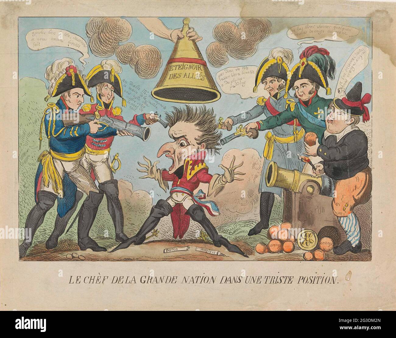 Napoleon / George Cruikshank Caricature Blücher Wellington Bernadotte