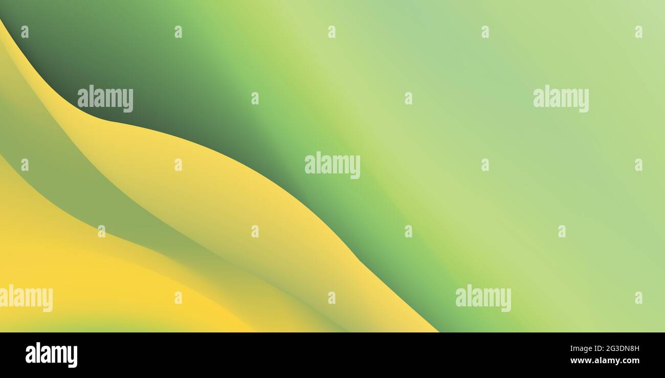 Abstract liquid background design, yellow and green paint color flow ...