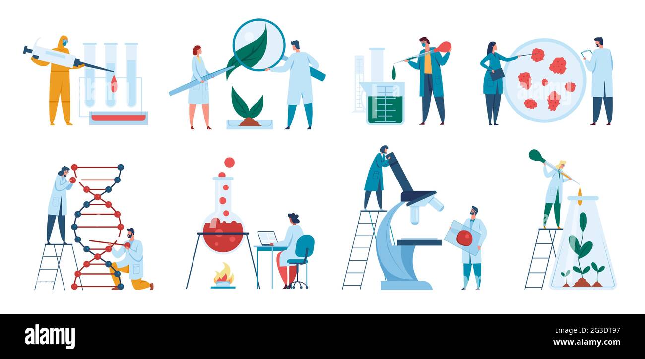 Scientists working in laboratory. Researchers, biologists doing science experiments. Dna
