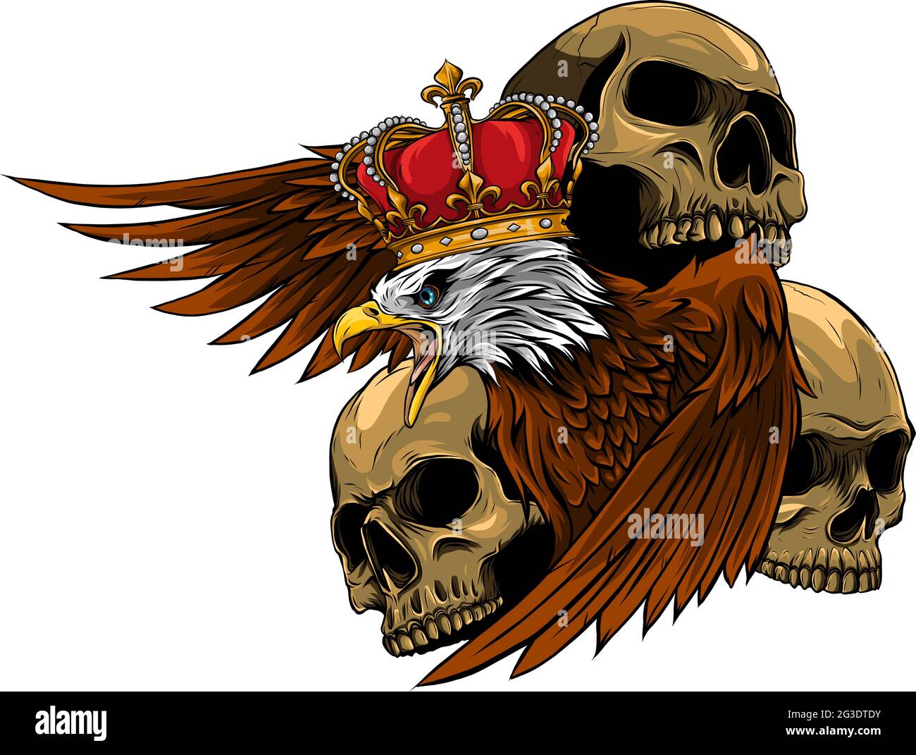 vector illustration of king Eagle and Skulls Stock Vector Image & Art ...