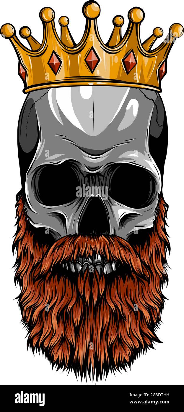 vector illustration of king skull with beard Stock Vector Image & Art ...