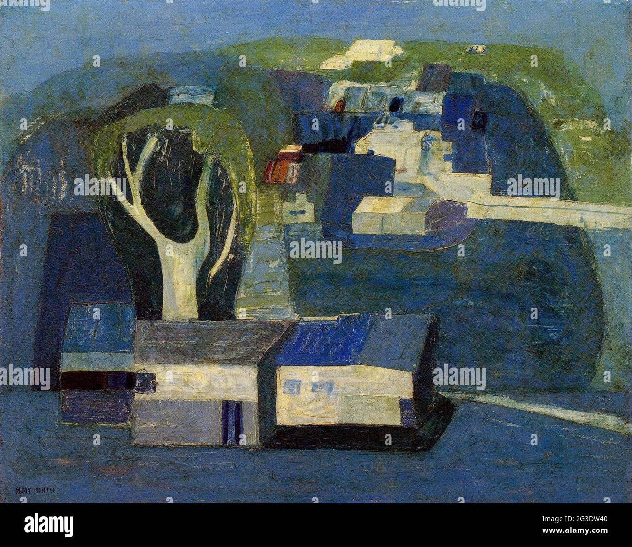 Shunsuke Matsumoto artwork entitled Suburban Landscape - 1940 Stock Photo