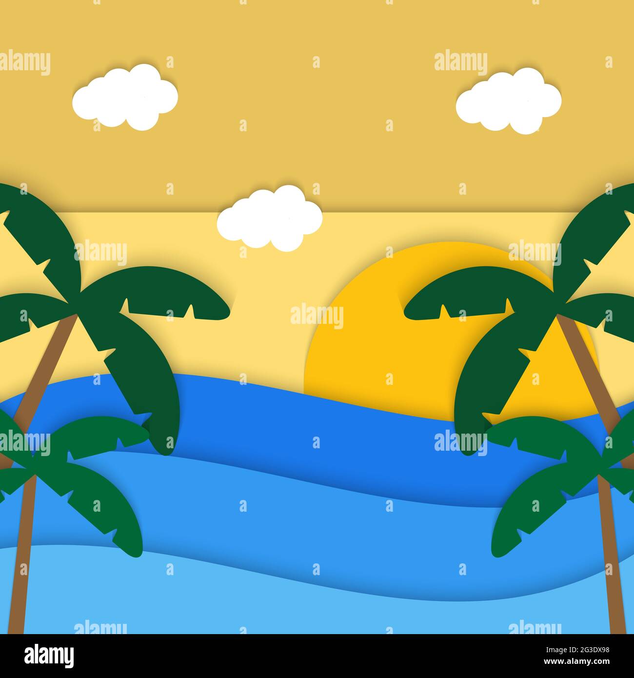tropical beach summer paper cut background vector, summer season paper  craft design illustration Stock Vector Image & Art - Alamy