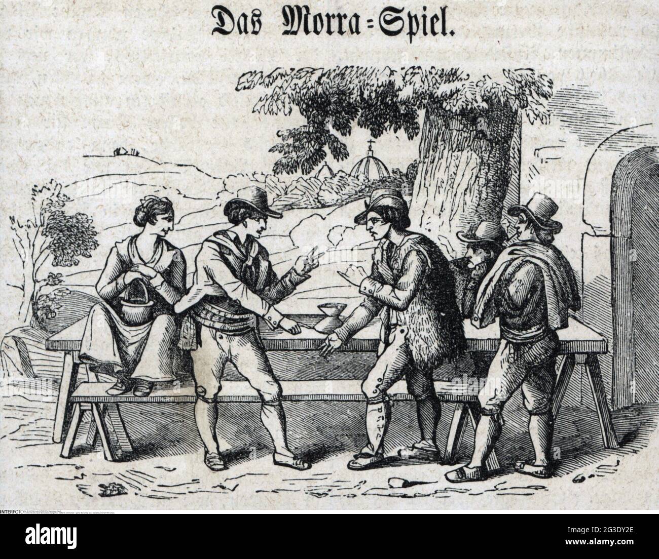 game, Morra, Italy, wood engraving, 2nd half 19th century, ARTIST'S COPYRIGHT HAS NOT TO BE CLEARED Stock Photo