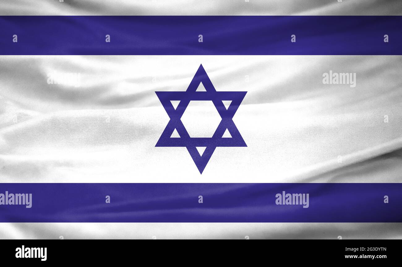 Realistic flag of Israel on the wavy surface of fabric Stock Photo - Alamy
