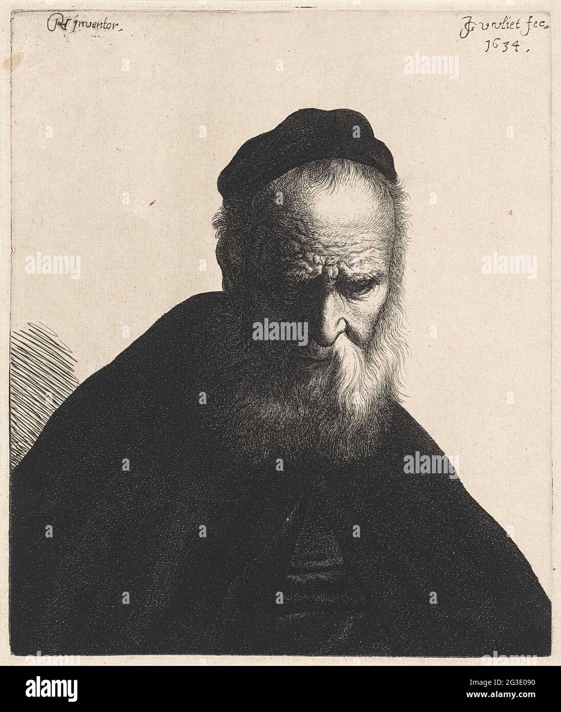Bust of an old man with beard and hat; Tronies to Rembrandt Stock Photo ...