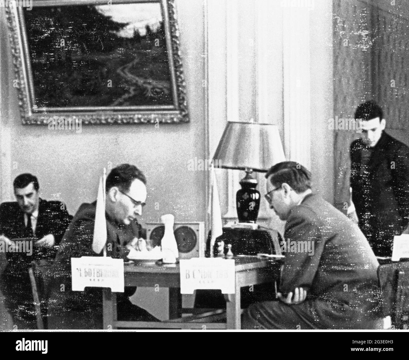 game, board game, chess, world chess championship, Moscow, 4.3. - 9.5.1958, ADDITIONAL-RIGHTS-CLEARANCE-INFO-NOT-AVAILABLE Stock Photo