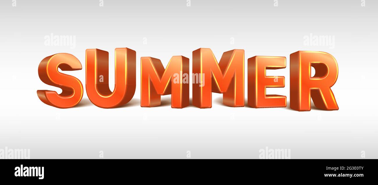 3d realistic vector summer letters. Isolated on white background. Stock Vector