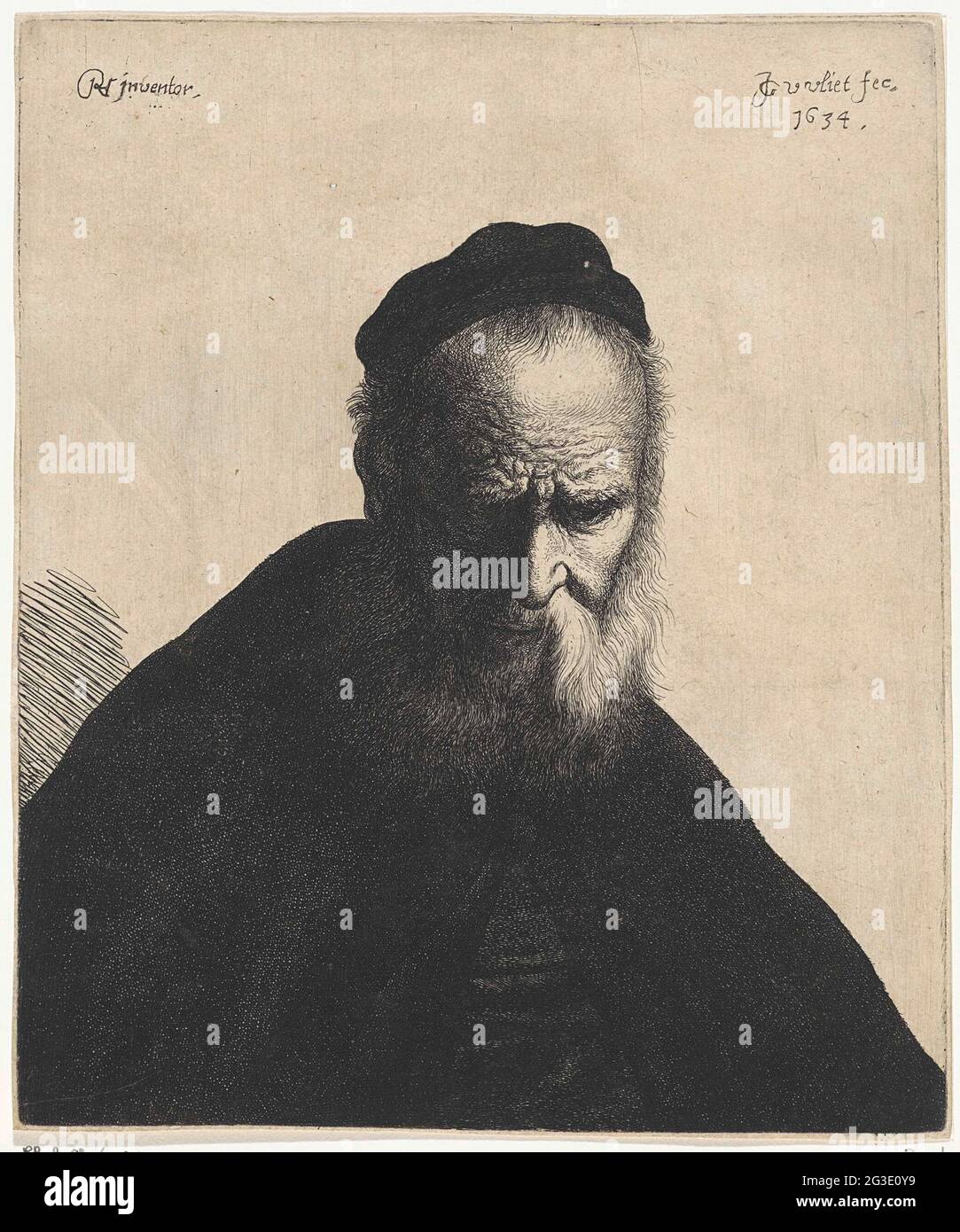 Bust of an old man with beard and hat; Tronies to Rembrandt Stock Photo ...