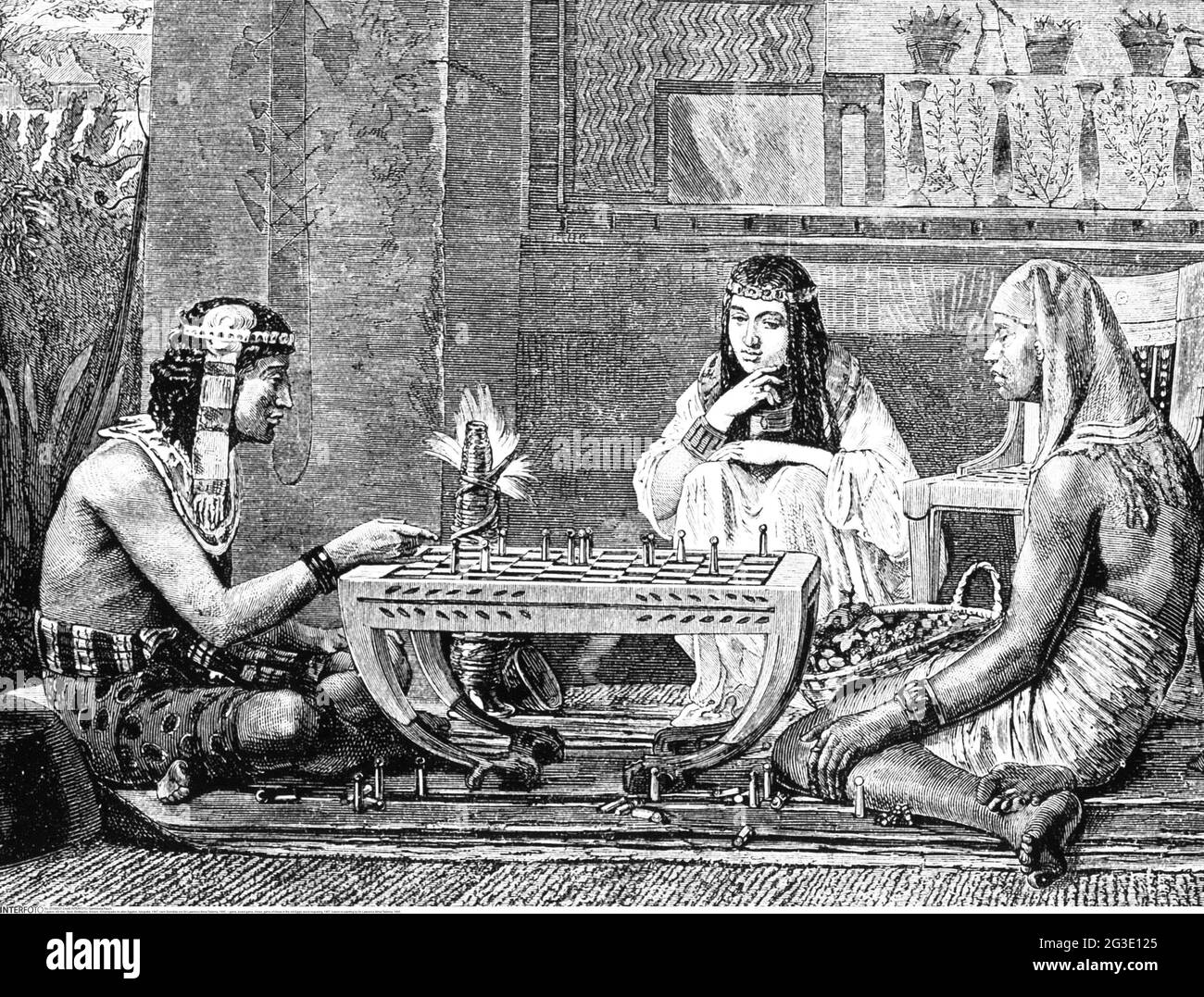 game, board game, chess, game of chess in the old Egypt, wood engraving, 1867, ARTIST'S COPYRIGHT HAS NOT TO BE CLEARED Stock Photo