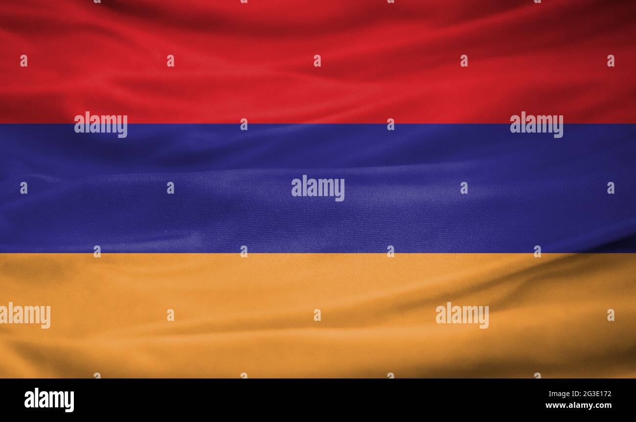 Realistic flag of Armenia on the wavy surface of fabric Stock Photo - Alamy