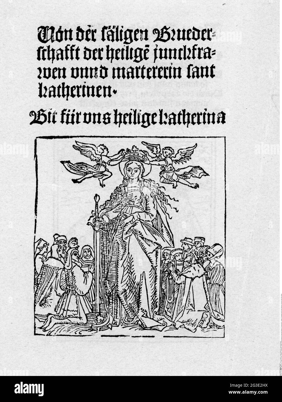 religion, Christianity, saint, Saint Catherine, woodcut, early 16th century, ARTIST'S COPYRIGHT HAS NOT TO BE CLEARED Stock Photo