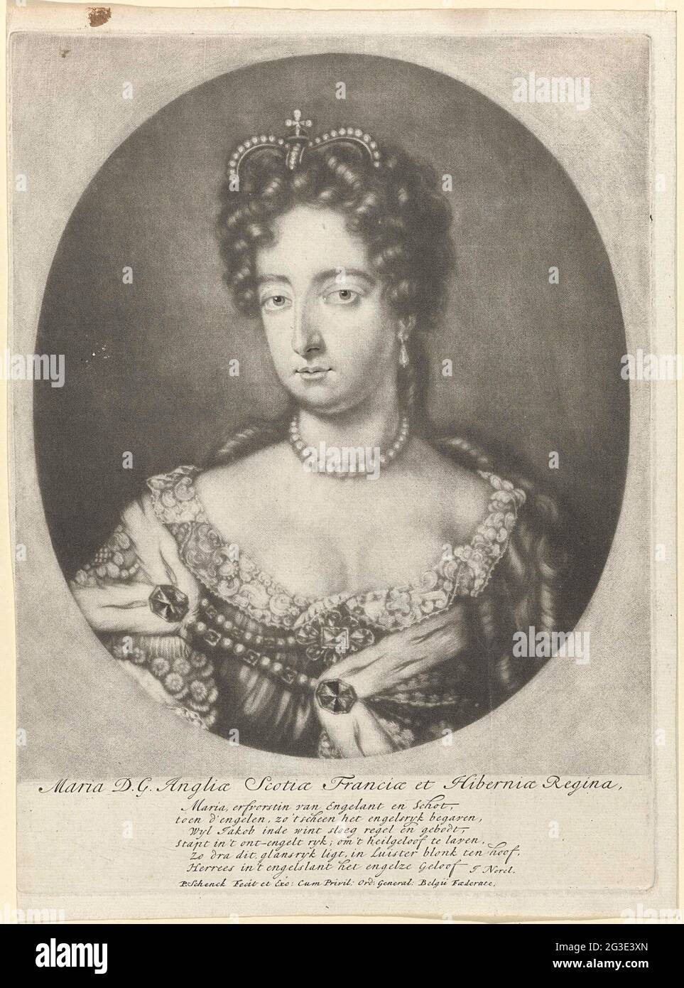 Portrait of Maria II Stuart. Portrait of Maria II with a crown in an ...