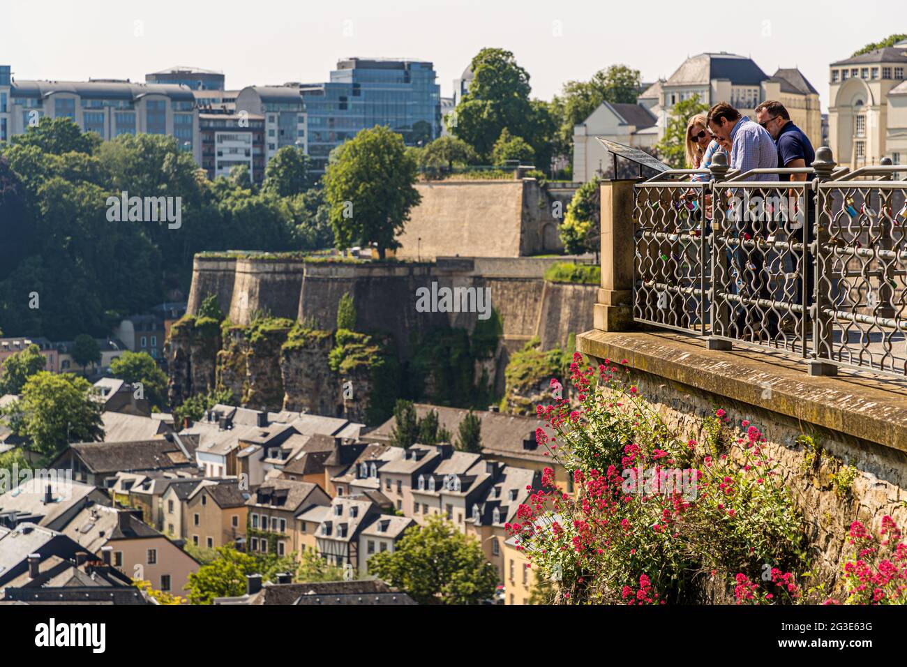 Casemates du Bock in Luxembourg. The Bock Rock is the cradle of the city of Luxembourg. The rocky outcrop, which is surrounded on three sides by the deep valleys of the Alzette, was developed into a fortification from the year 963 onwards Stock Photo