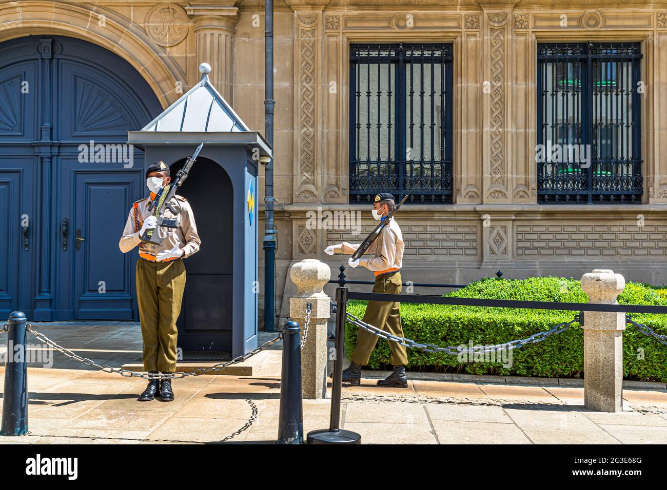 Changing of the guard in front of the Grand Ducal Palace, Luxembourg Stock Photo