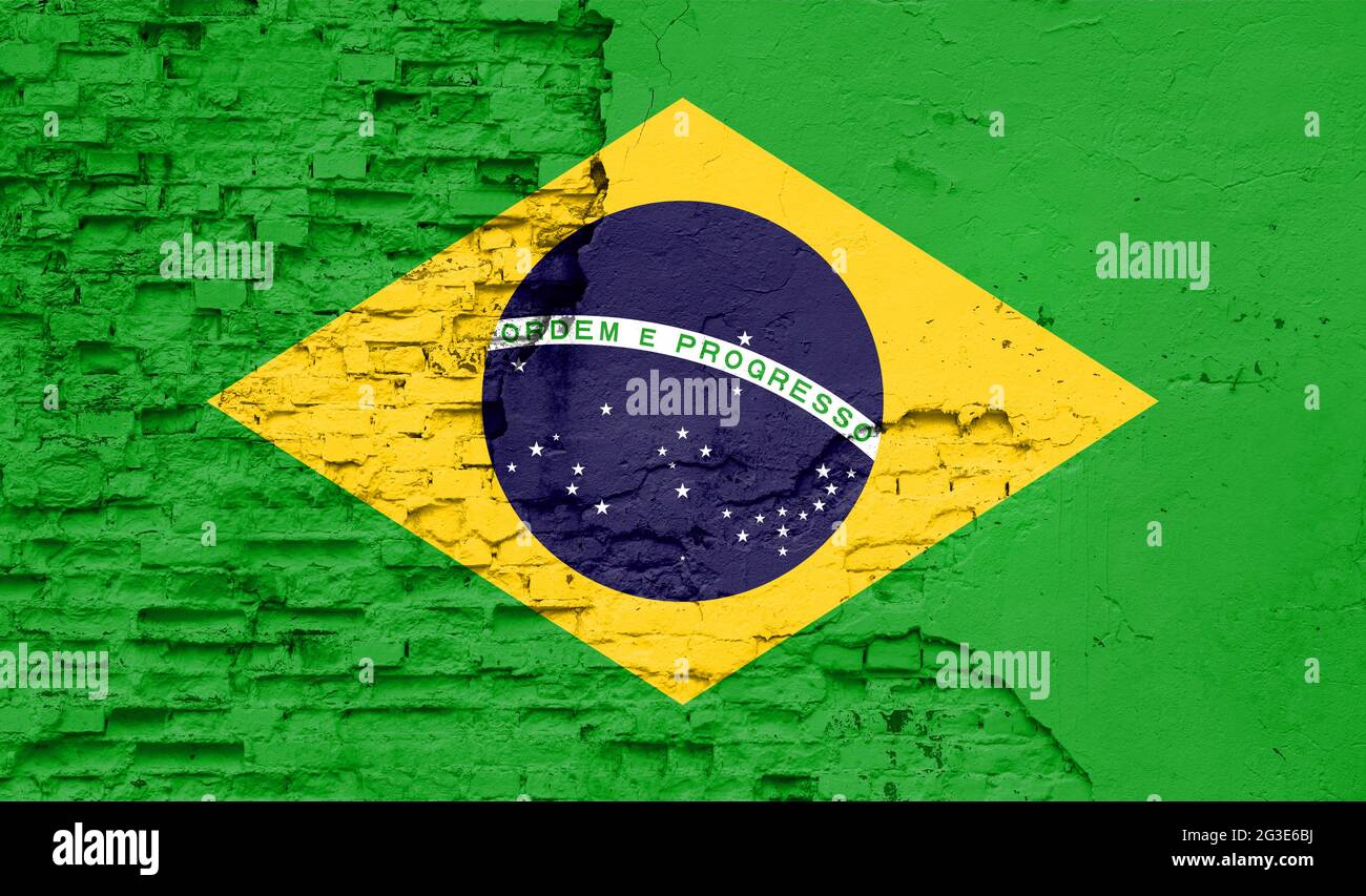 Brazil flag is painted onto an old brick wall Stock Photo - Alamy