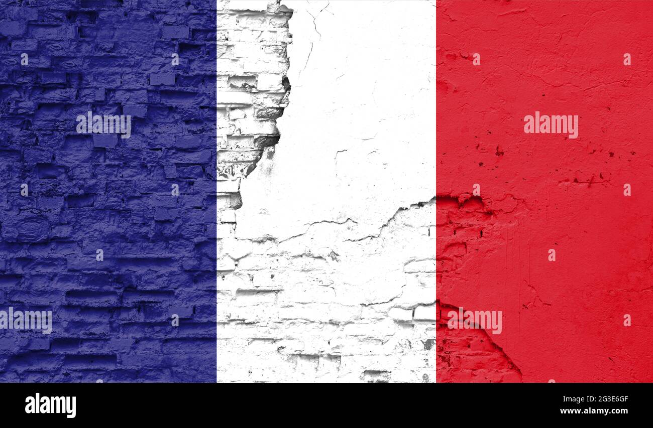 France flag is painted onto an old brick wall Stock Photo - Alamy