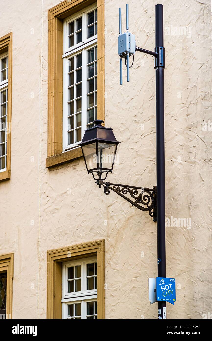 Antenna for City Hotspot WIFI in Luxembourg Stock Photo