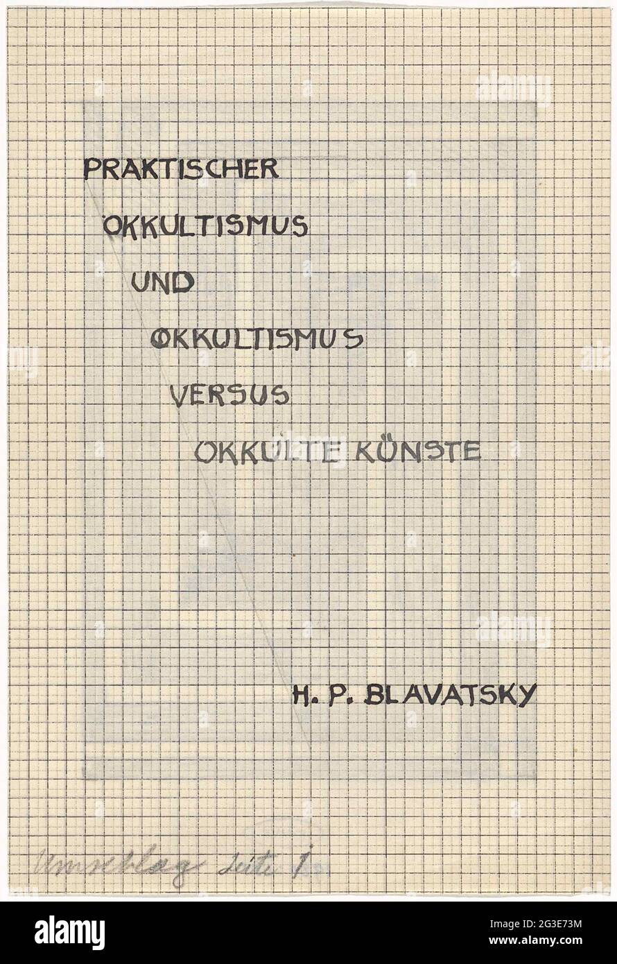 Designed before the cover of Practical Occultism Und Okkultismus versus occult Kunste, by H.P. Blavatsky. . Stock Photo