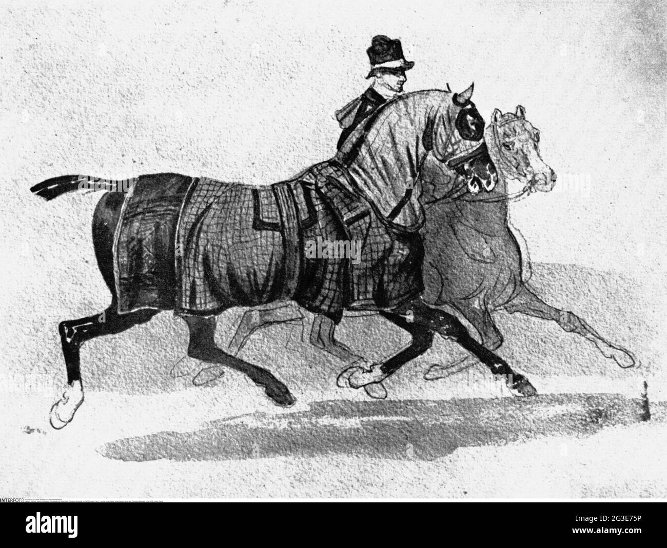 sports, horse-riding, horse training, print after Theodore Gericault, circa 1820, Louvre, Paris, ARTIST'S COPYRIGHT HAS NOT TO BE CLEARED Stock Photo