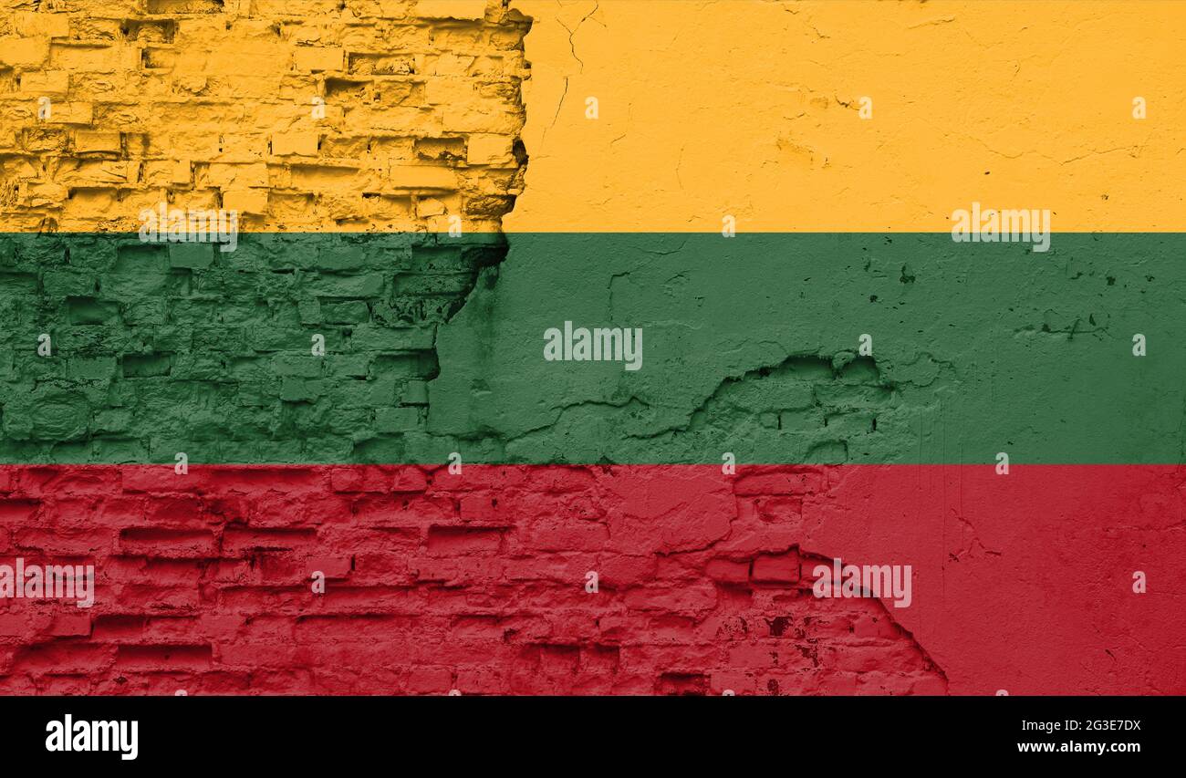 Lithuania flag is painted onto an old brick wall Stock Photo - Alamy