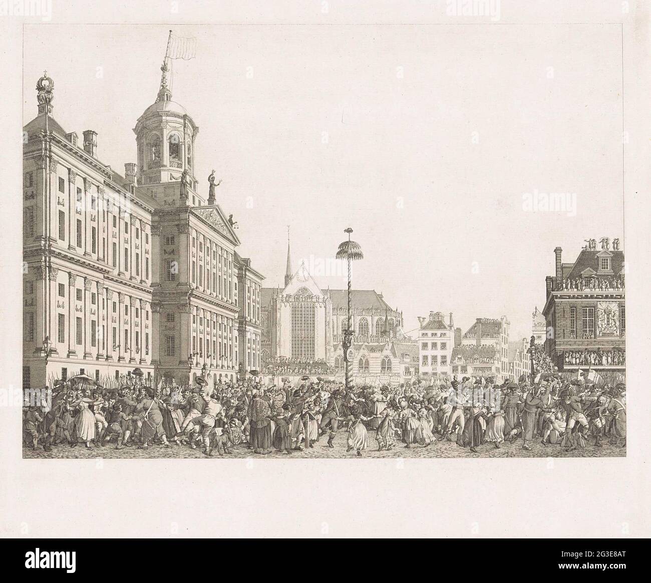 Feest of freedom on Dam Square in Amsterdam, March 4, 1795. Feest of  freedom, celebrated with the dedication of the freedom tree on Dam Dam in  Amsterdam, 4 March 1795. View of