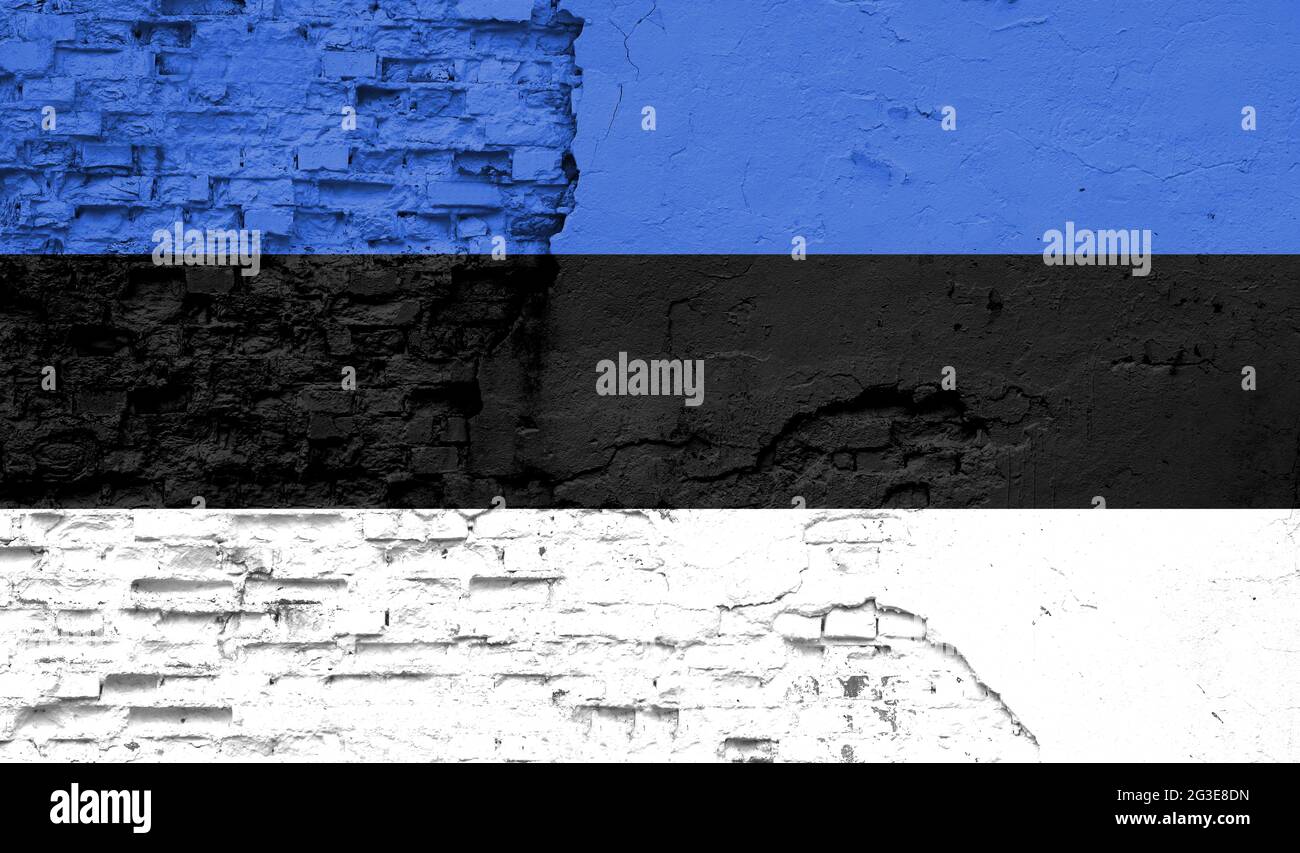 Estonia flag is painted onto an old brick wall Stock Photo - Alamy