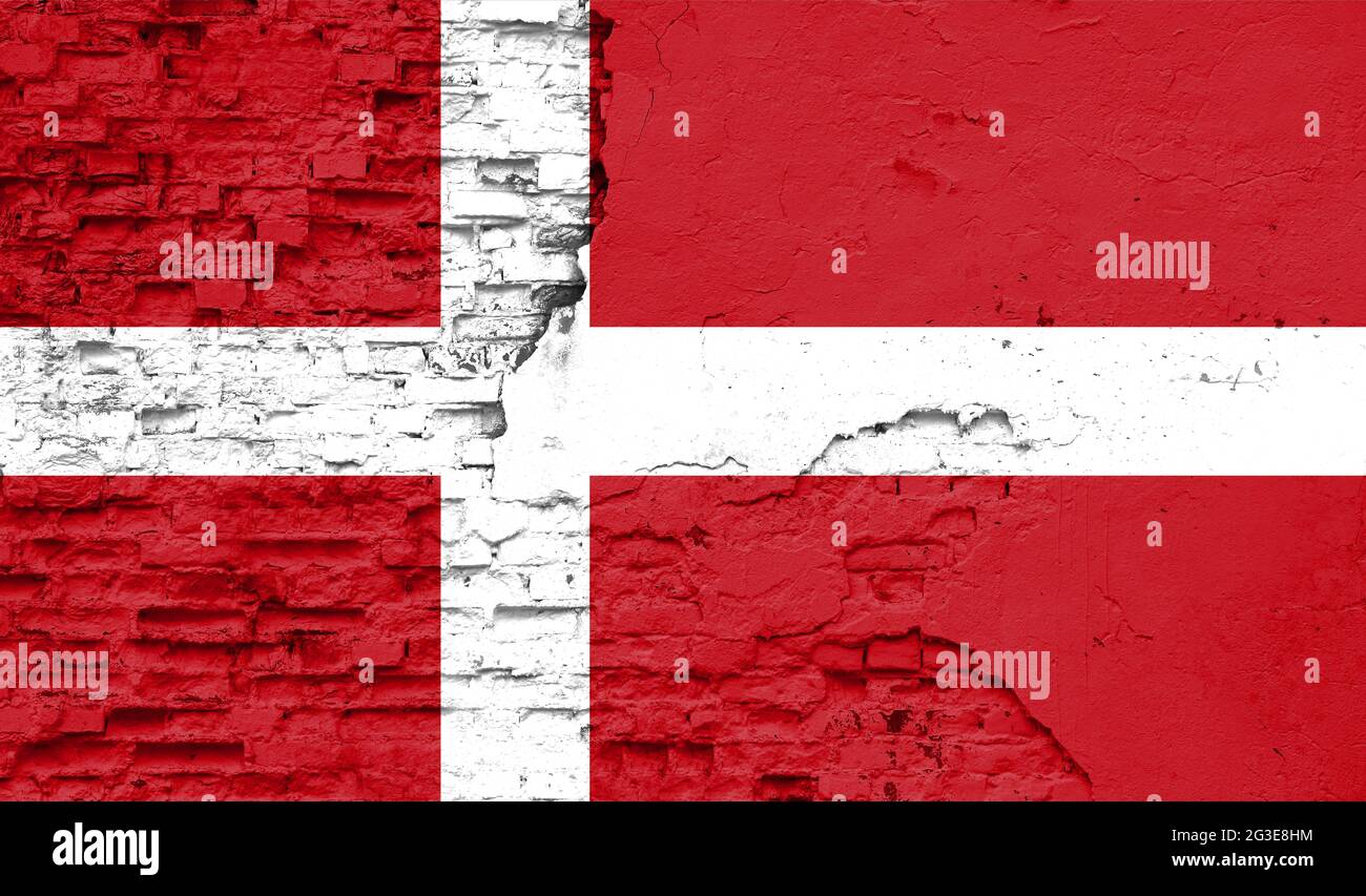 Denmark flag is painted onto an old brick wall Stock Photo - Alamy