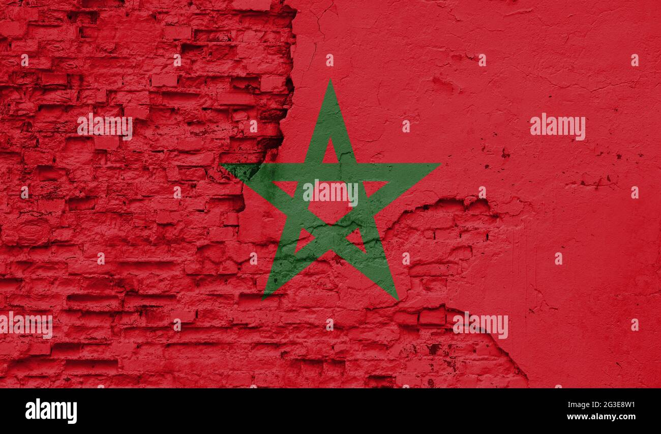 Morocco flag is painted onto an old brick wall Stock Photo - Alamy