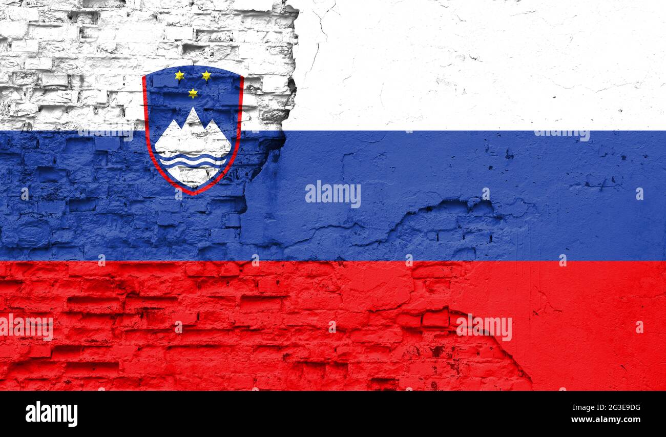 Slovenia flag is painted onto an old brick wall Stock Photo - Alamy